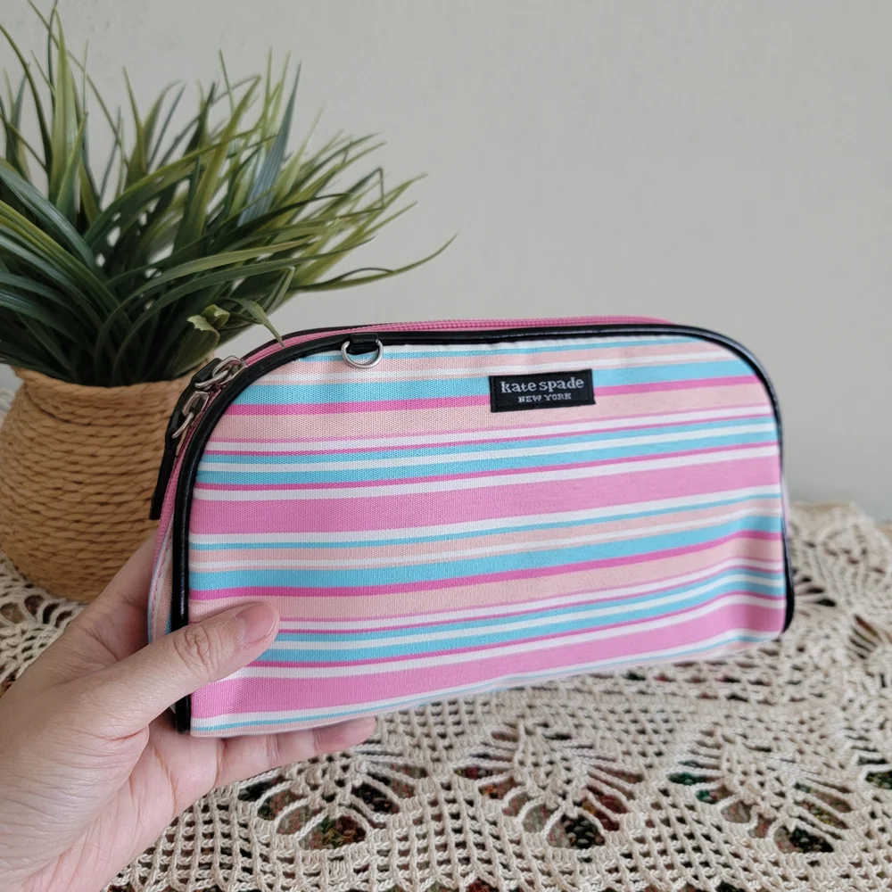 Kate Spade Pink and Blue Striped Shoulder Bag Set